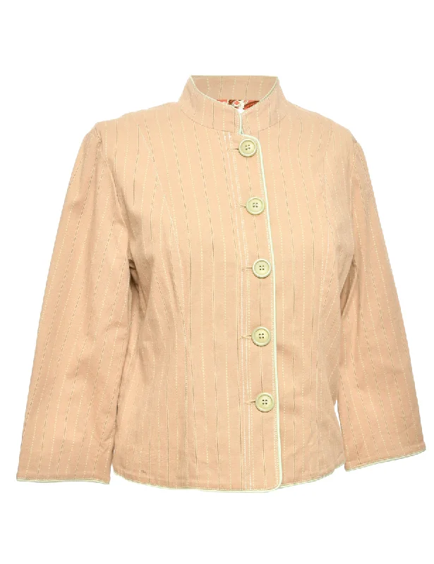 Coral Striped Classic Jacket - M Hoodie Zip-Up Jacket Button-Up Jacket