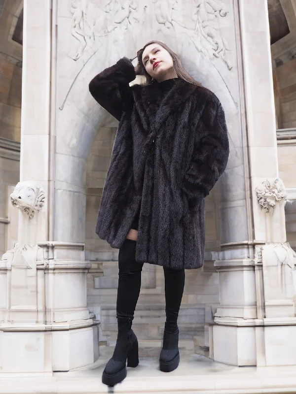Dark Ranch Black Mink Fur Jacket Coat L/XL Mesh Jacket Canvas Jacket Denim Jacket