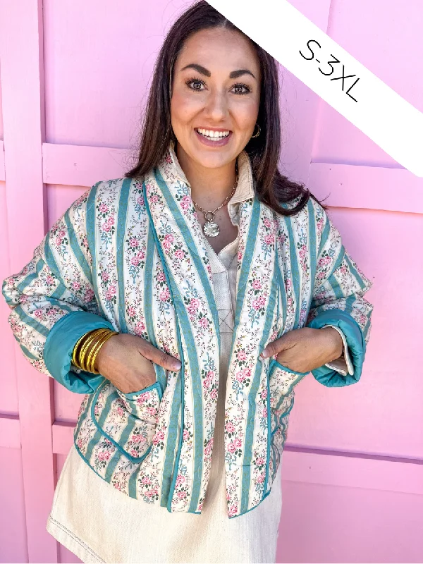 Vintage Tide Jacket - Seafoam Tiered Jacket Buttoned Jacket Zippered Jacket