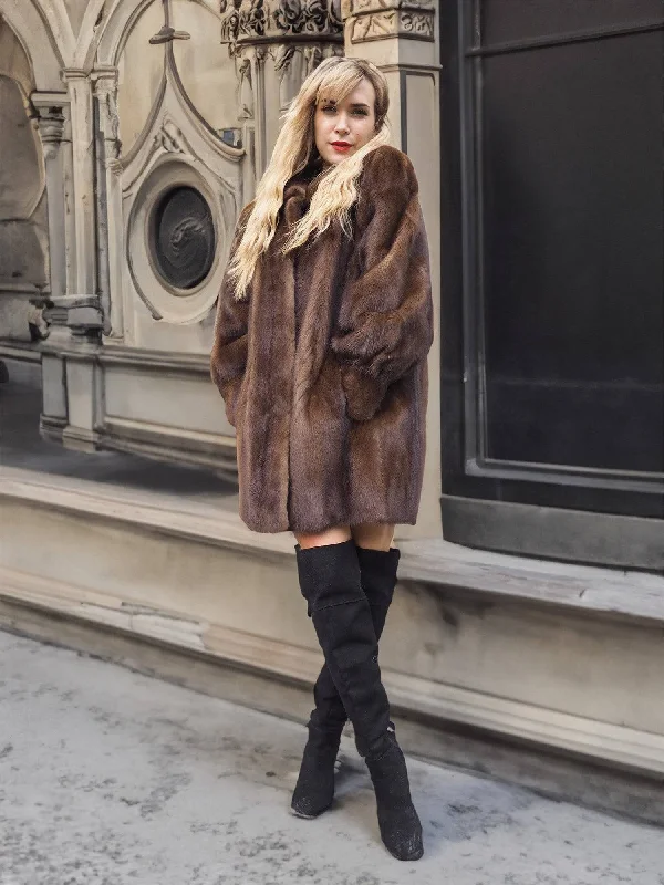 Demi Buff Lunarain Mahogany Dark Brown SAGA Mink Fur Coat Stroller Jacket M/L Bomber Jacket Anorak Windbreaker Demi Buff Lunarain Mahogany Dark Brown SAGA Mink Fur Coat Stroller Jacket M/L Bomber Jacket Anorak Windbreaker