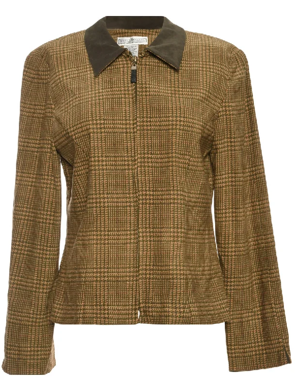 Dogtooth Brown Contrast Collar Jacket - M Notch Collar Jacket Peter Pan Collar Jacket Cowl Neck Jacket Dogtooth Brown Contrast Collar Jacket - M Notch Collar Jacket Peter Pan Collar Jacket Cowl Neck Jacket