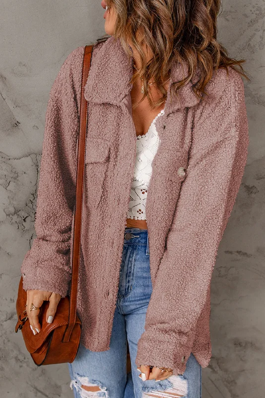 Flap Pockets Button Front Jacket Front Pockets Side Pockets Patch Pockets