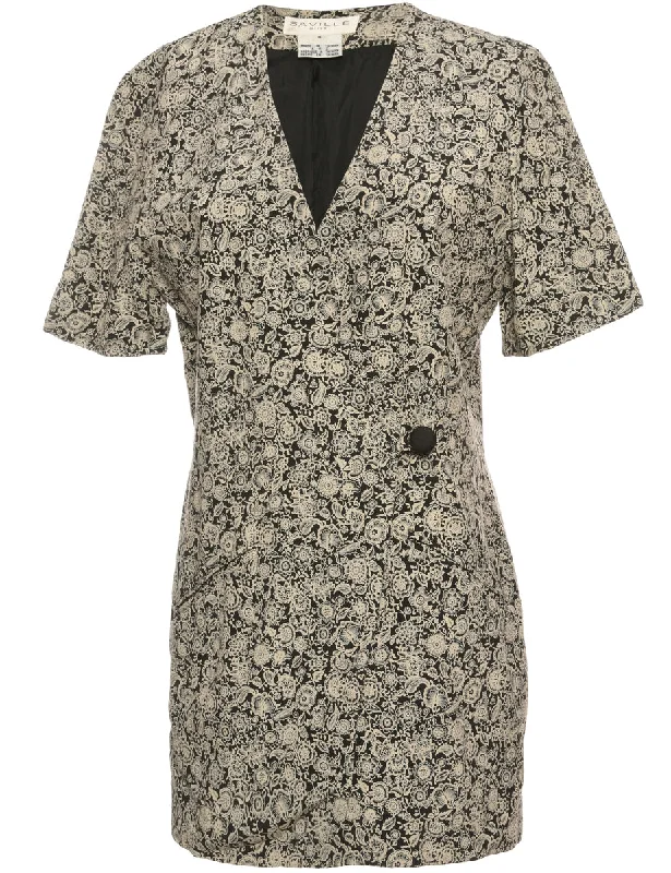 Floral Jacket - L Print Jacket Jacquard Jacket Patchwork Jacket