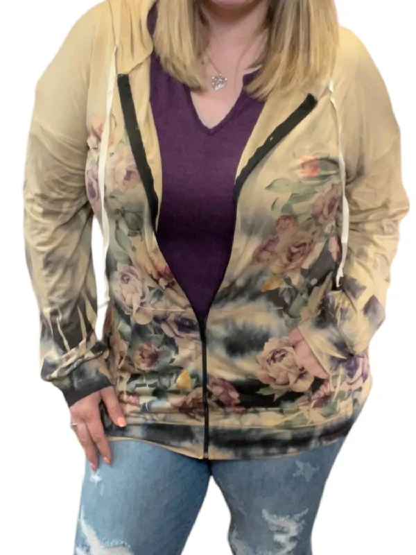 Floral Spring Hoodie Jacket In Mocha Plaid Jacket Tartan Jacket Houndstooth Jacket