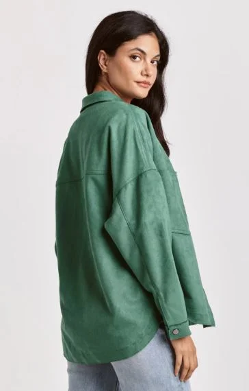 GINA SHIRT JACKET NEPHRITE SUEDE Wool Fabric Cashmere Fabric Tweed Fabric