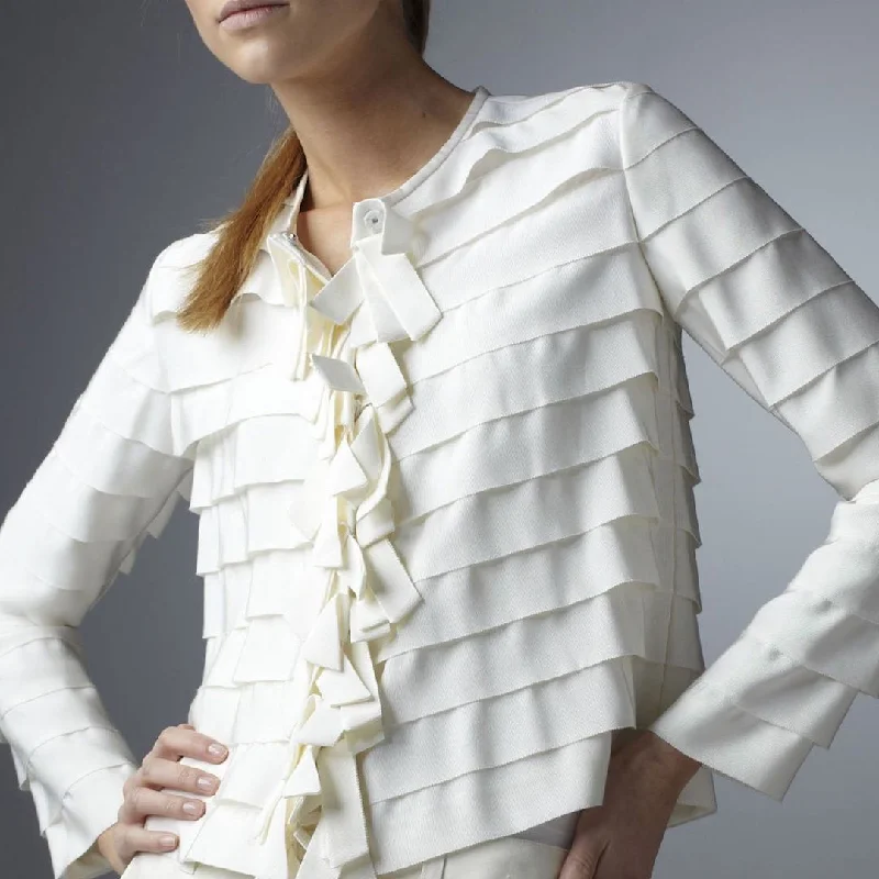 Grosgrain Ribbon Jacket, Ivory Satin Jacket Silk Jacket Chiffon Jacket