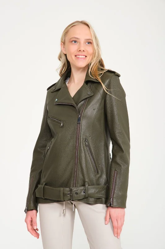 Khaki Leather Jacket Quilted Jacket Puffer Jacket Insulated Jacket