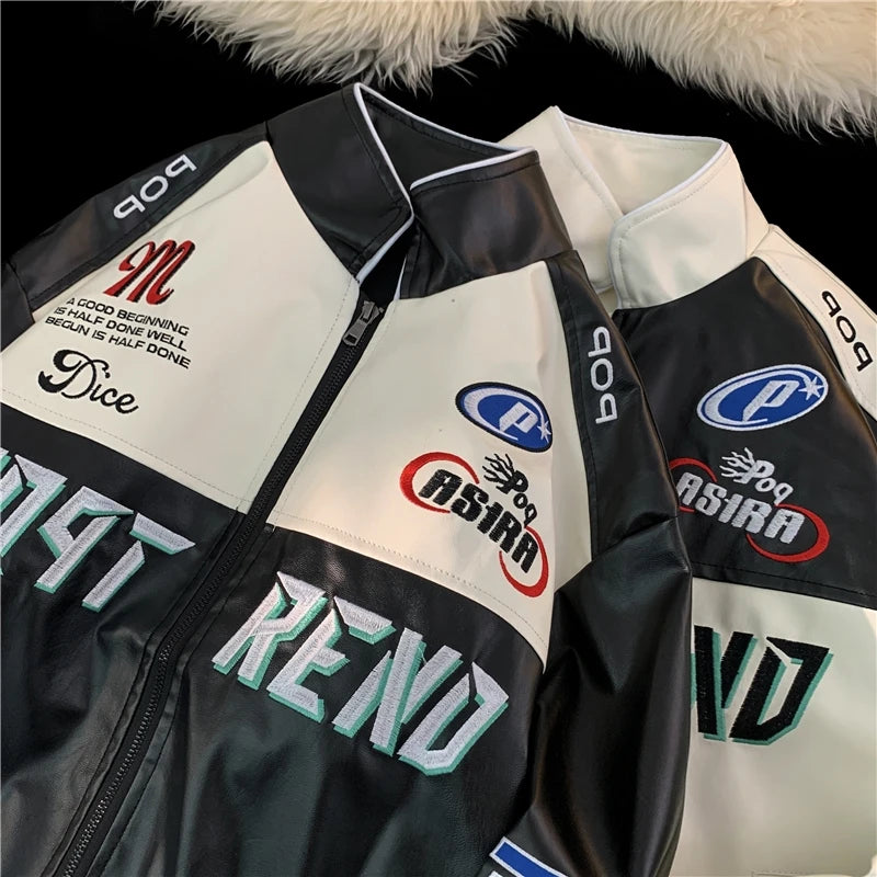 Leather Jacket Embroidery Jacket Retro Hip Hop Windbreaker Tiered Jacket Buttoned Jacket Zippered Jacket Leather Jacket Embroidery Jacket Retro Hip Hop Windbreaker Tiered Jacket Buttoned Jacket Zippered Jacket