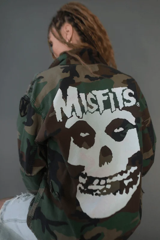 Misfits Vintage Camo Army Jacket Toggled Jacket Drawstring Jacket Belted Jacket