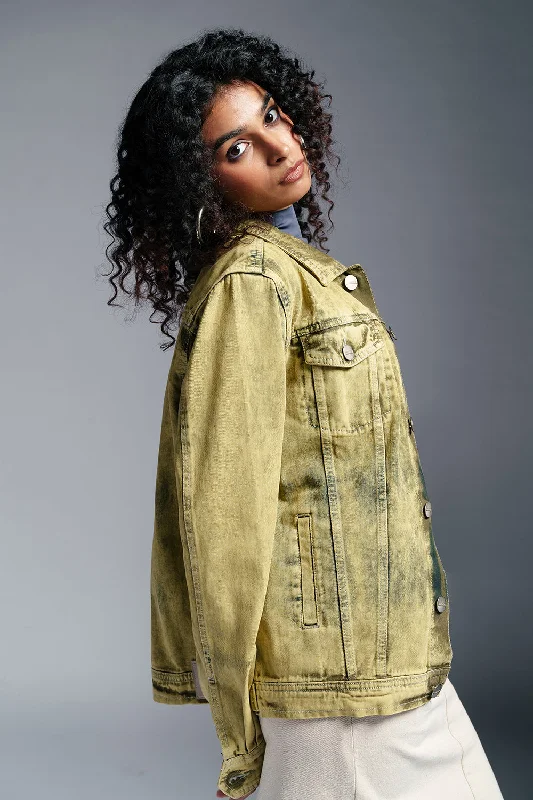 Neo Lime Denim Trucker Jacket Insulated Jacket Fitted Jacket Loose Jacket