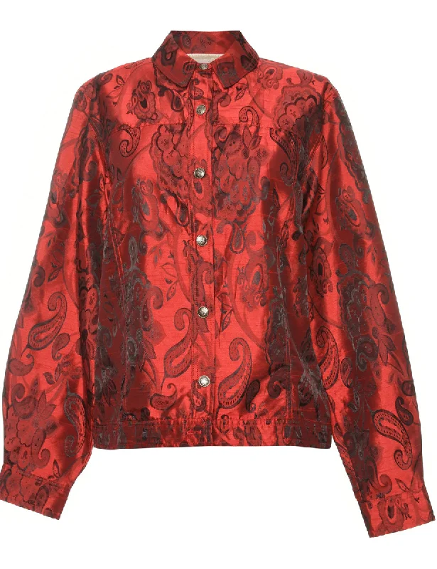 Paisley Red Jacket - M Herringbone Jacket Houndstooth Jacket Plaid Jacket