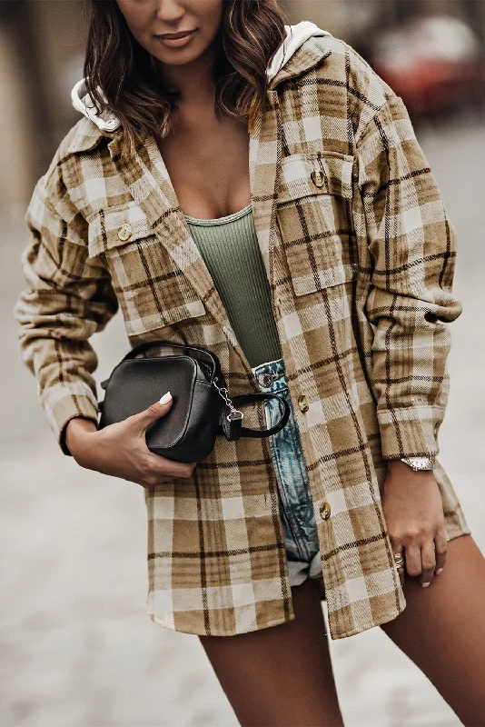 Plaid Shirt Hooded Jacket Rayon Jacket Velvet Jacket Corduroy Jacket