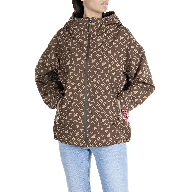 Replay W7699 Jacket Brown Mesh Jacket Canvas Jacket Denim Jacket