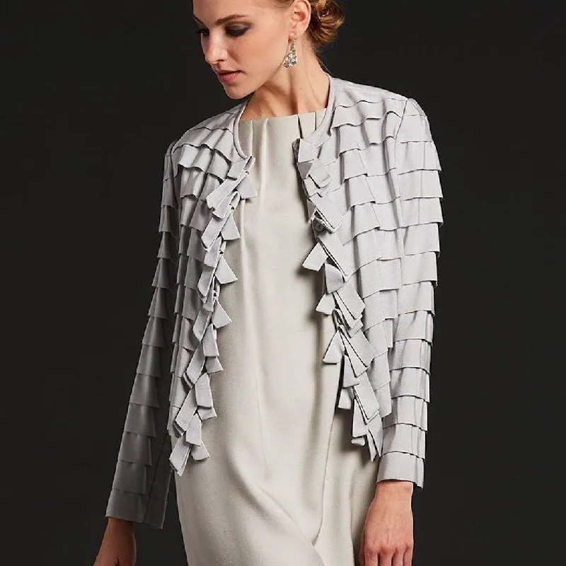 Grosgrain Ribbon Jacket, Silver Bomber Jacket Anorak Windbreaker