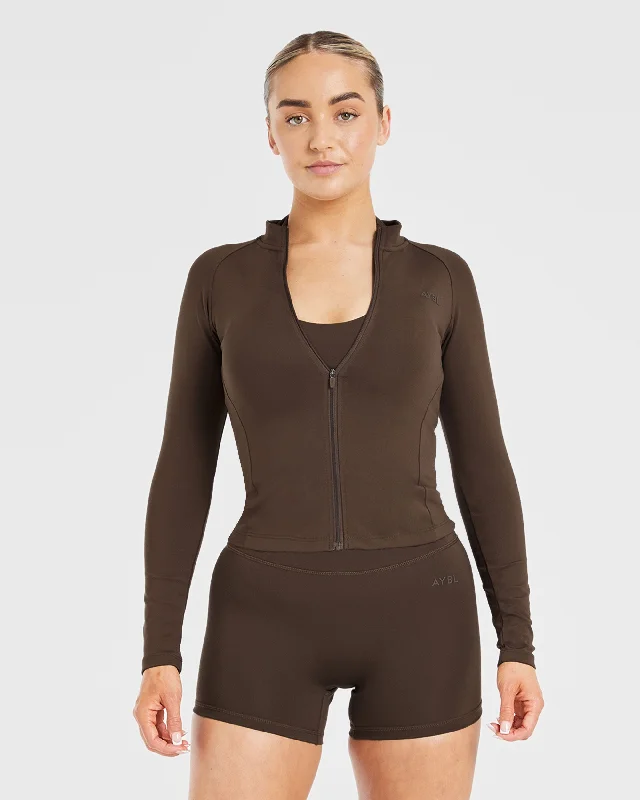 Staple Longline Zip Jacket - Brown Chenille Jacket Brocade Jacket Lace Jacket