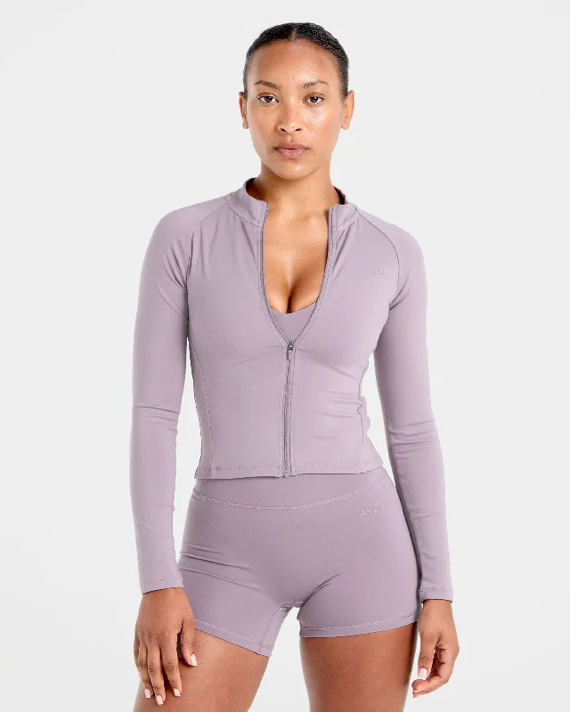 Staple Zip Jacket - Mauve Purple One-Shoulder Jacket Off-the-Shoulder Jacket Asymmetrical Jacket Staple Zip Jacket - Mauve Purple One-Shoulder Jacket Off-the-Shoulder Jacket Asymmetrical Jacket