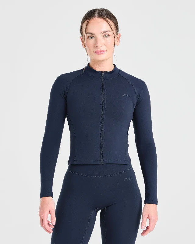 Staple Zip Jacket - Navy Front Pockets Side Pockets Patch Pockets