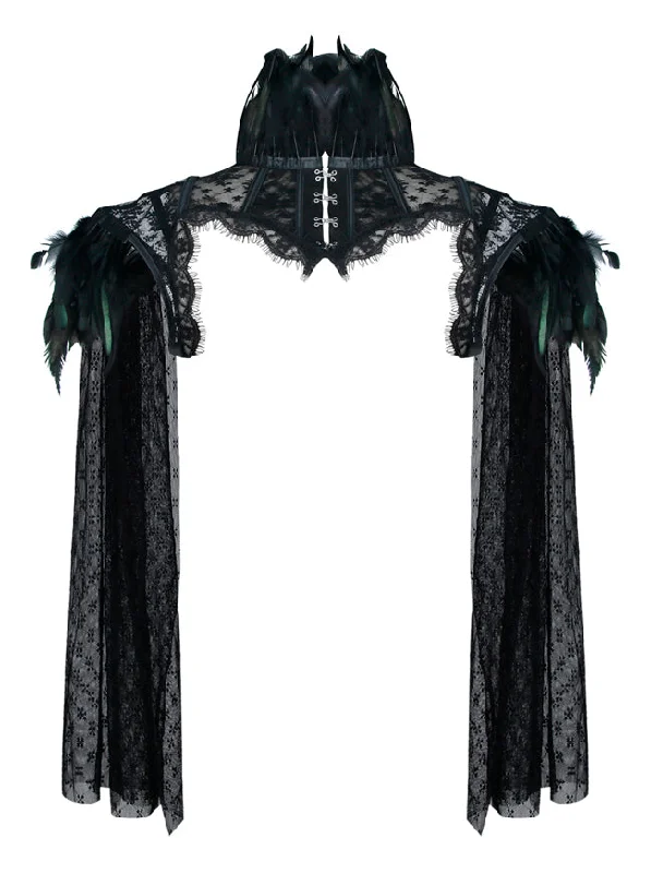 Steampunk High Neck Feather Jacket Shrug with Long Sleeves Bomber Jacket Anorak Windbreaker Steampunk High Neck Feather Jacket Shrug with Long Sleeves Bomber Jacket Anorak Windbreaker