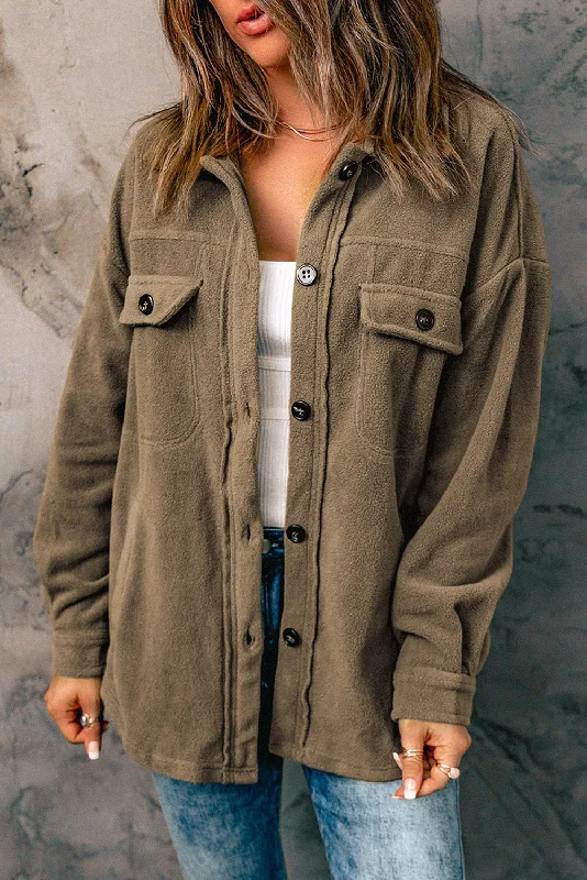 Turn Collar Buttoned Shirt Jacket Denim Jacket Leather Jacket Suede Jacket