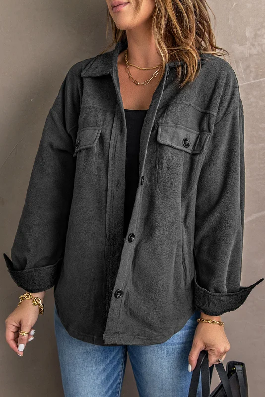 Turn Down Collar Shirt Jacket Rayon Fabric Velvet Fabric Corduroy Fabric