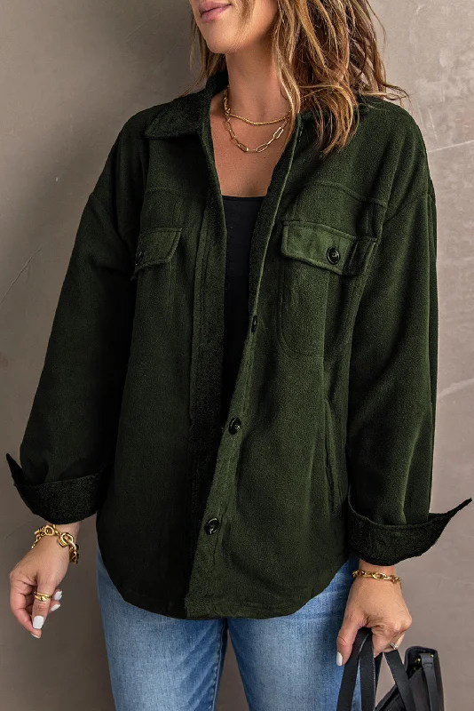 Collar Buttoned Shirt Jacket Fitted Jacket Loose Jacket Oversized Jacket