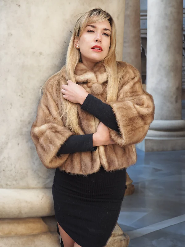 Vintage Trendy Pastel Beige Canadian Mink Fur Opera Jacket S/M Cardigan Sweater Pullover Vintage Trendy Pastel Beige Canadian Mink Fur Opera Jacket S/M Cardigan Sweater Pullover