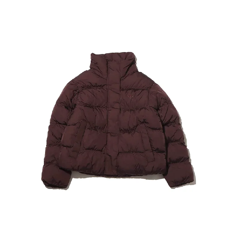 W Short Vegan Puffer Jacket 'Brown' Zippered Jacket Buttoned Jacket Snapped Jacket
