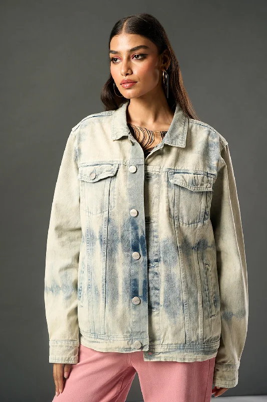 Waves of Blue Denim Trucker Jacket Faux Fur Fabric Real Fur Fabric Shearling Fabric