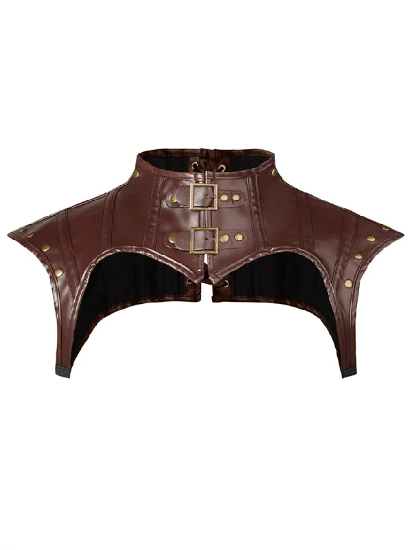 Women Steampunk Gothic Accessories PU Leather Pauldron Collared Armor Costume Shrug Jacket Embroidered Jacket Appliqued Jacket Beaded Jacket Women Steampunk Gothic Accessories PU Leather Pauldron Collared Armor Costume Shrug Jacket Embroidered Jacket Appliqued Jacket Beaded Jacket