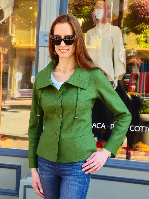 Women's Alpaca Jeanne Jacket - Jade Green Fleece Jacket Down Jacket Feather Jacket