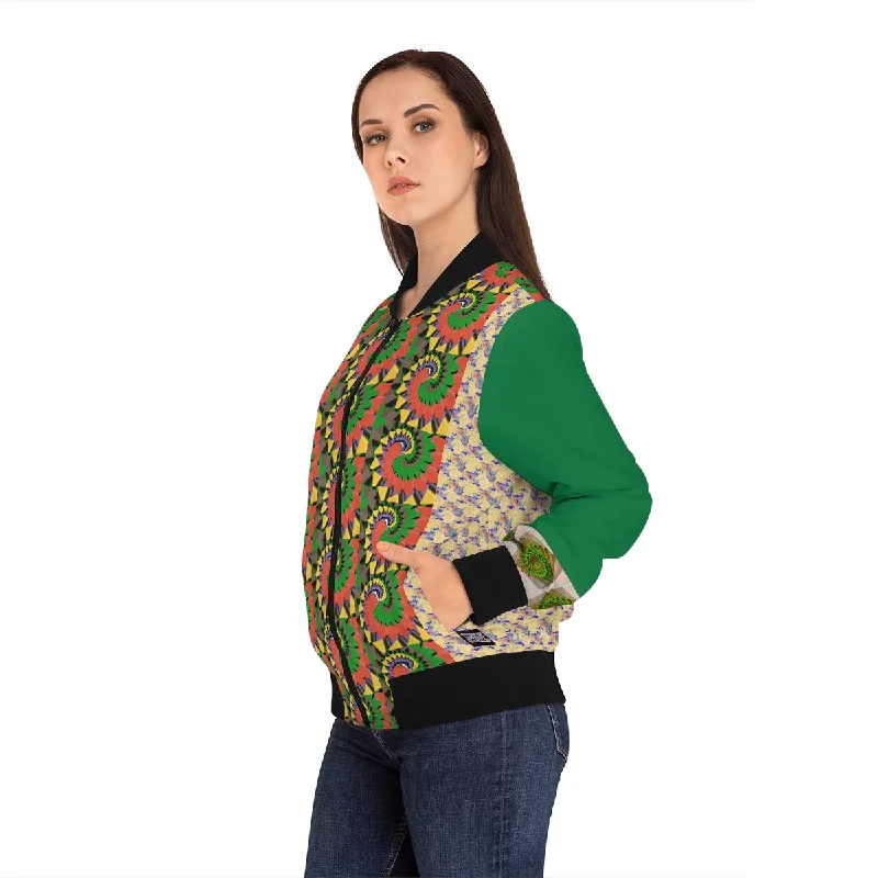 Women's Bomber Jacket (AOP) Coiled Quilted Jacket Puffer Jacket Insulated Jacket