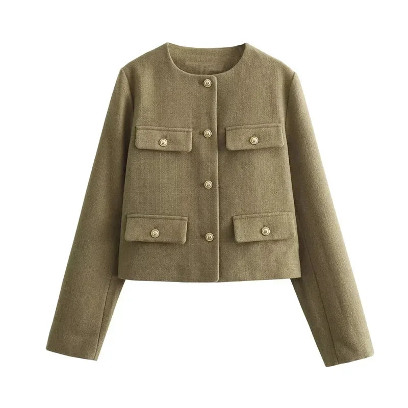Women's Outerwear Autumn Long Sleeve Cropped Jacket Nylon Fabric Polyester Fabric Spandex Fabric