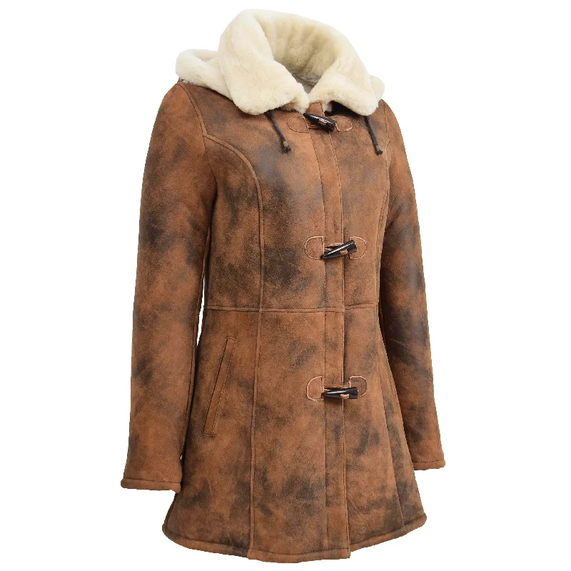 Womens Real Sheepskin Duffle Coat Hooded Shearling Jacket Armas Cognac Jacket Blazer Coat Womens Real Sheepskin Duffle Coat Hooded Shearling Jacket Armas Cognac Jacket Blazer Coat