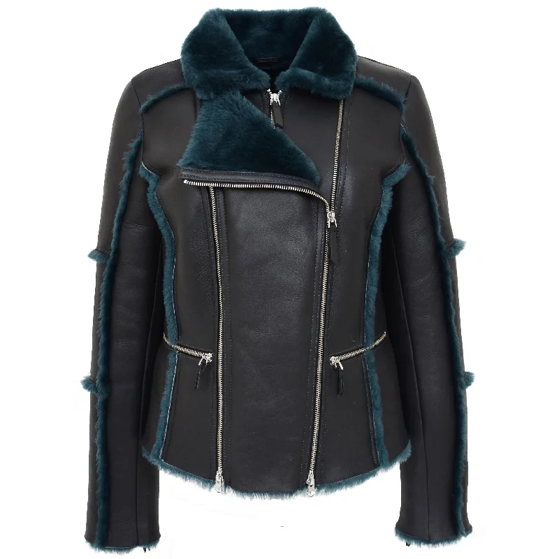Womens Real Sheepskin Jacket Black Merino Green Shearling Coat Eleanor Cotton Fabric Linen Fabric Terry Fabric Womens Real Sheepskin Jacket Black Merino Green Shearling Coat Eleanor Cotton Fabric Linen Fabric Terry Fabric