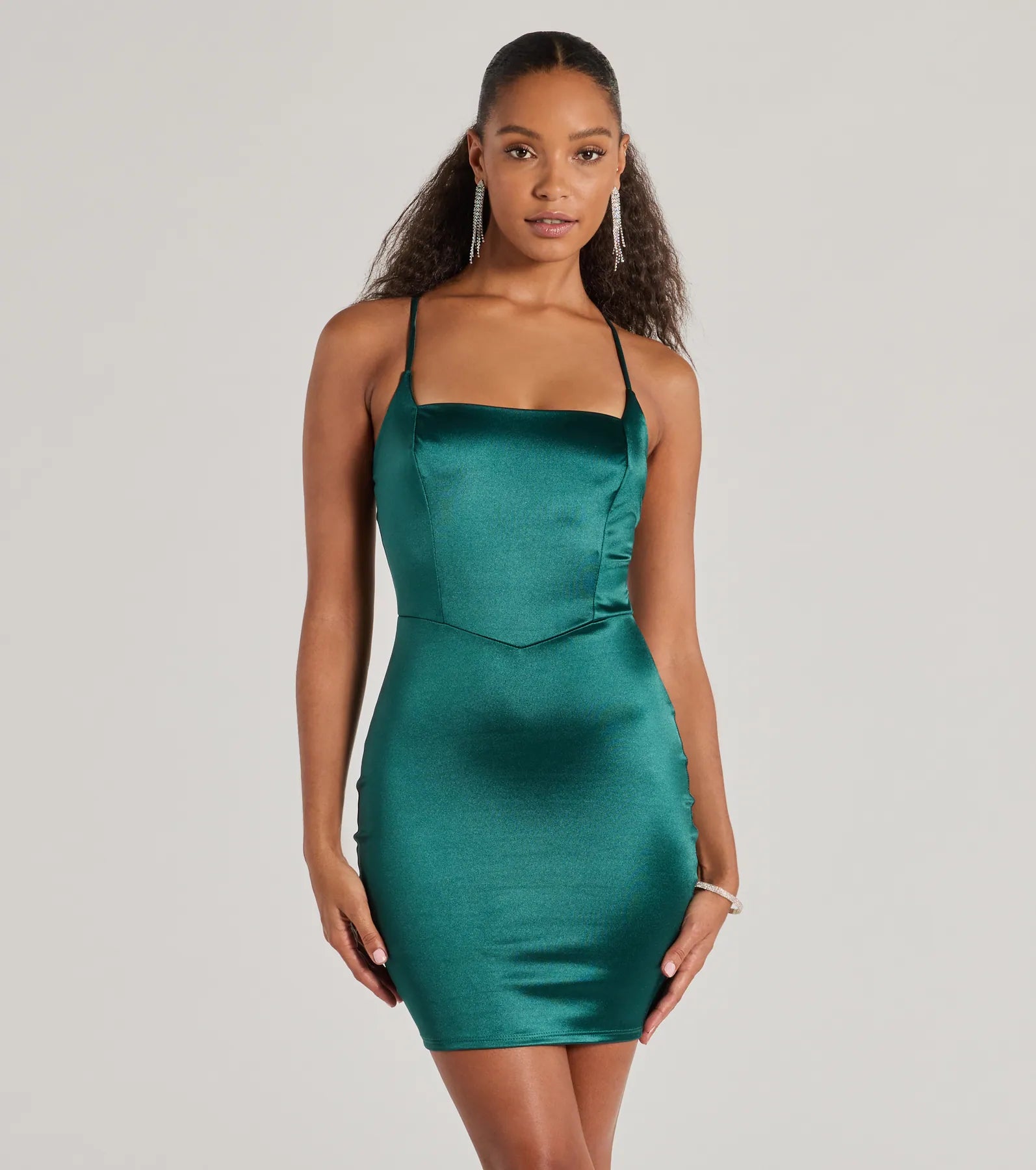 Adding Elegance Bodycon Satin Mini Dress Trendy Mesh Mini Dress