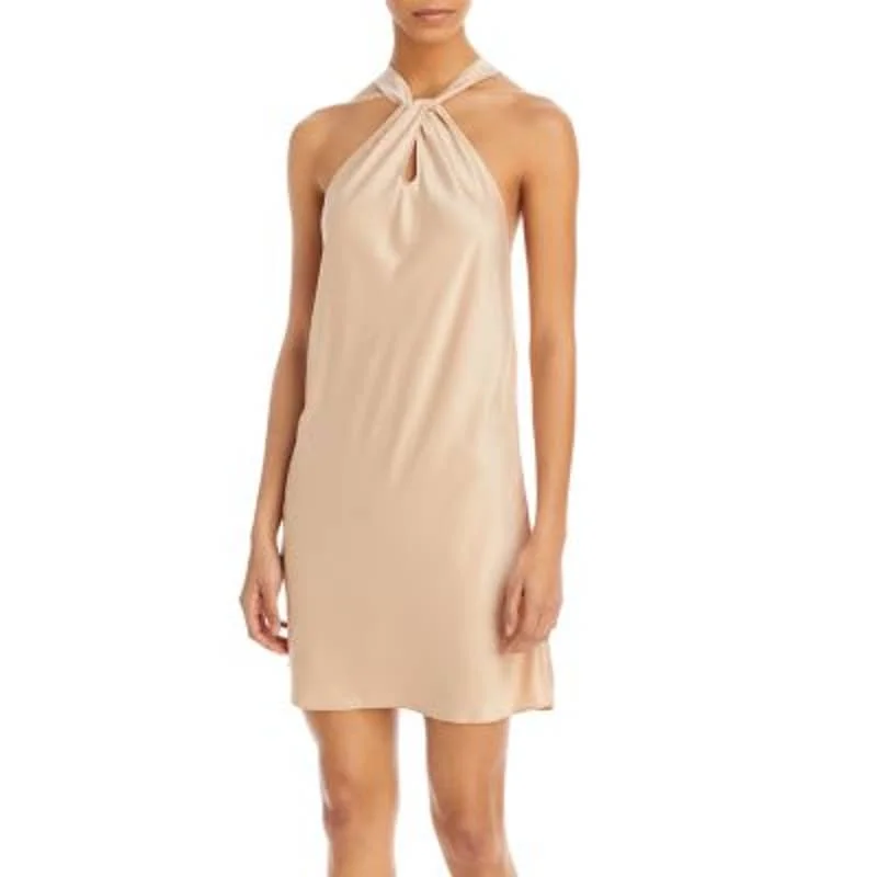 AQUA Ladies Champagne Gold Halter Neck Twist Mini Dress Casual High-Waist Mini Dress AQUA Ladies Champagne Gold Halter Neck Twist Mini Dress Casual High-Waist Mini Dress
