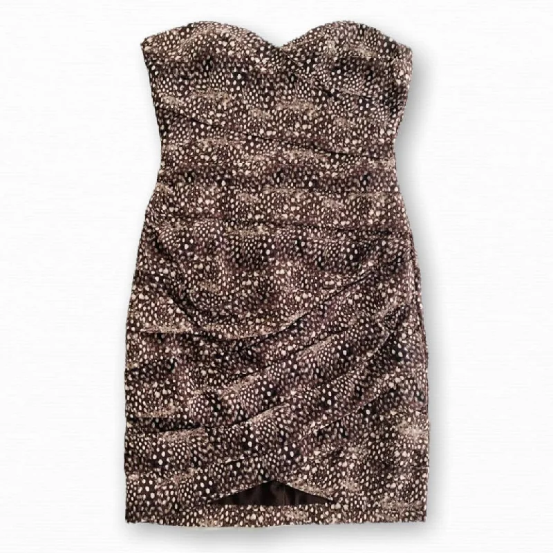 Madge brown strapless ruched mini dress SZ 10 Trendy Off-Shoulder Dress Mini