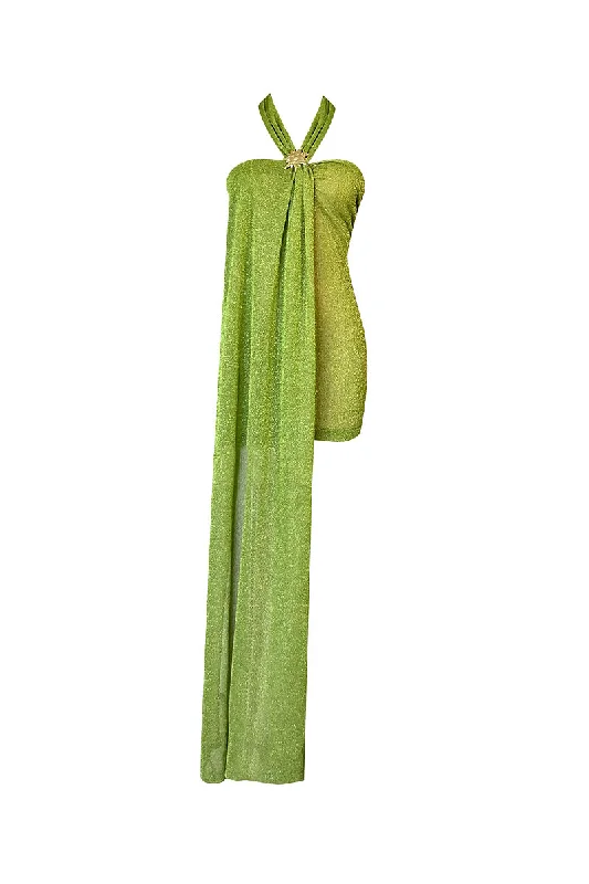 BELLA DONNA MINI DRESS IN GREEN Chic Tropical Mini Dress