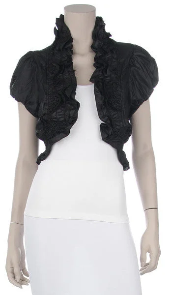 Black Ruffled Bolero Jacket Short Sleeve Ruffled Black Bolero Jacket Fleece Jacket Down Jacket Feather Jacket Black Ruffled Bolero Jacket Short Sleeve Ruffled Black Bolero Jacket Fleece Jacket Down Jacket Feather Jacket