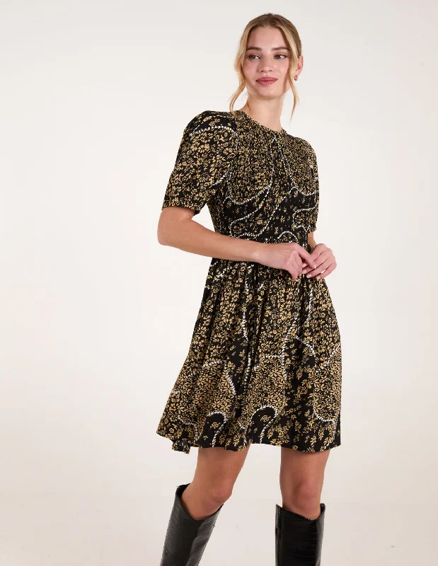 Shirred Front Mini Dress Fashionable Pleated Mini Dress