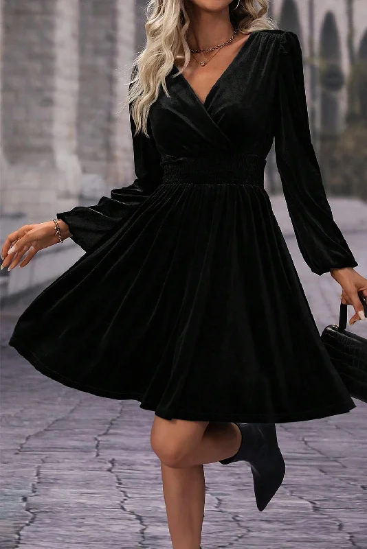 Blue Zone Planet | Black Velvet Long Sleeve Surplice High Waist Mini Dress Trendy Tie-Dye Mini Dress Blue Zone Planet | Black Velvet Long Sleeve Surplice High Waist Mini Dress Trendy Tie-Dye Mini Dress