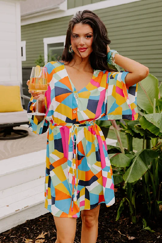 Bring The Party Color Block Mini Dress Fashionable Button-Front Mini Dress