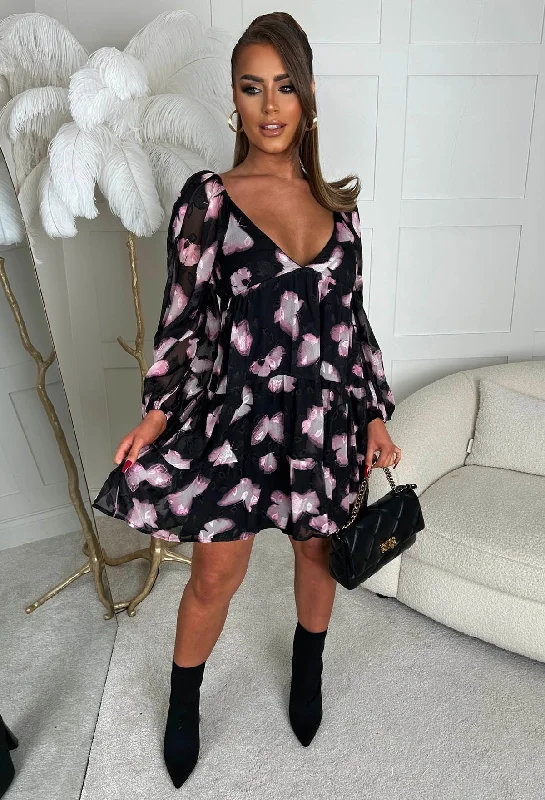 Butterfly Illusion Black Plunge Long Sleeve Layered Mini Dress Trendy Camisole Mini Dress Butterfly Illusion Black Plunge Long Sleeve Layered Mini Dress Trendy Camisole Mini Dress
