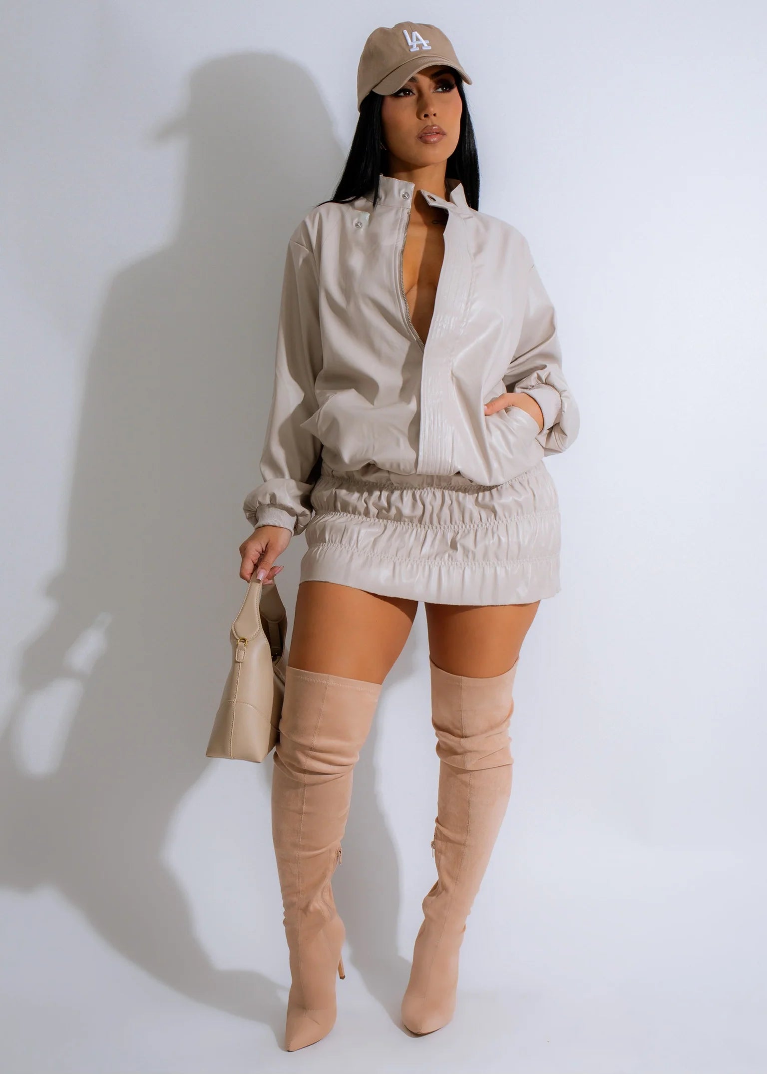 Cherry On Top Mini Dress - Beige Comfortable Boho Mini Dress