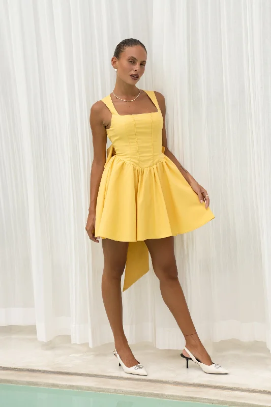 Clara Yellow Corset Mini Dress Chic Bohemian Mini Dress