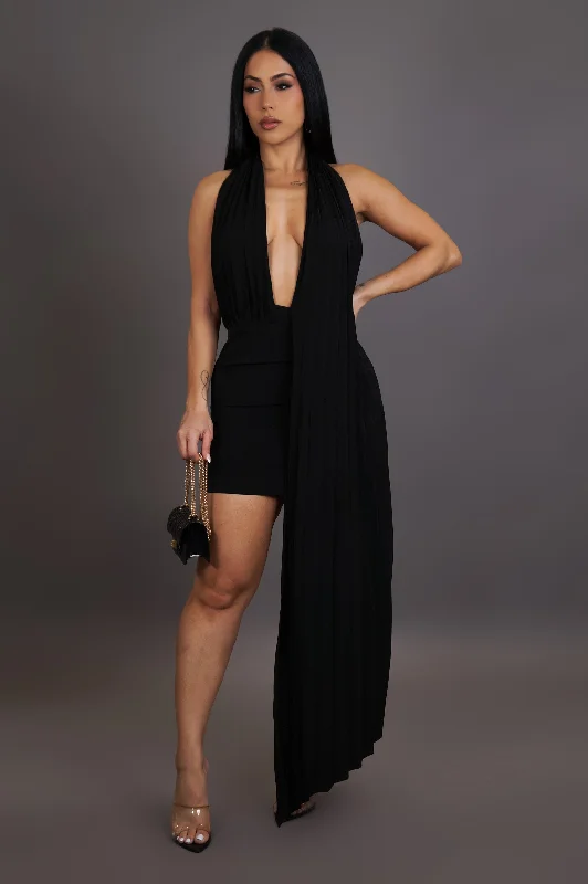 Cool Girl Chic Mini Dress - Black Cozy Knit Mini Dress
