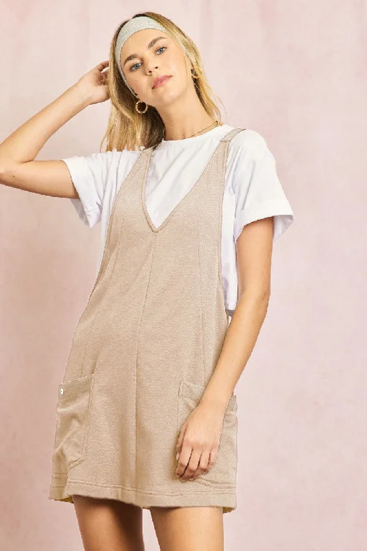 Cream Overall Mini Dress Classic Shift Mini Dress