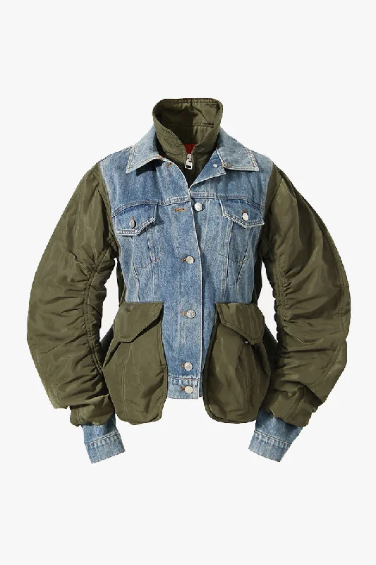 Durable Double Collar Cargo Pocket Nylon Hybrid Padded Denim Jacket Mesh Jacket Canvas Jacket Denim Jacket Durable Double Collar Cargo Pocket Nylon Hybrid Padded Denim Jacket Mesh Jacket Canvas Jacket Denim Jacket