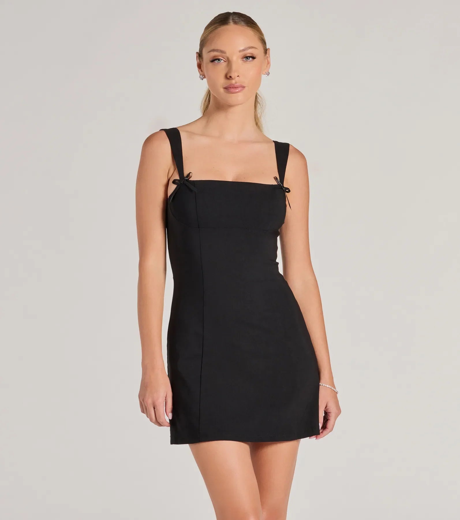 Effortless And Chic Bow Trim Mini Dress Comfortable Bodycon Mini Dress
