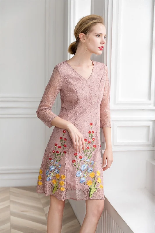 Embroidered Flower Lace Mini Dress Chic Sleeveless Mini Dress